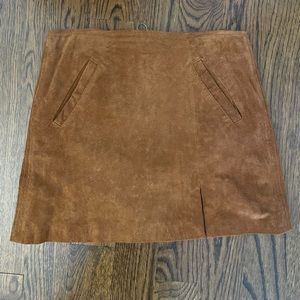 BLANK NYC Faux Suede Tan Mini Skirt